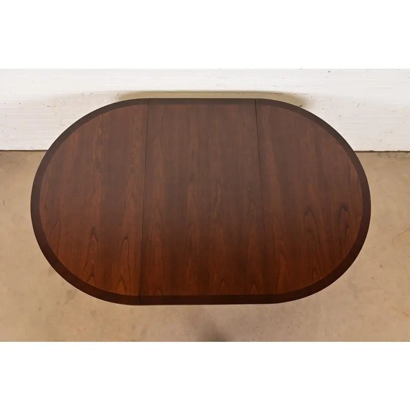 Baker Furniture Style Regency Banded Cherry Wood Pedestal Extension Dining Table gallery
