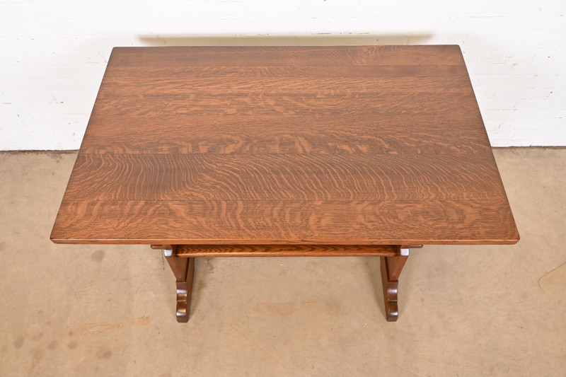 Gustav Stickley Mission Oak Arts & Crafts Trestle Library Table or Writing Desk gallery