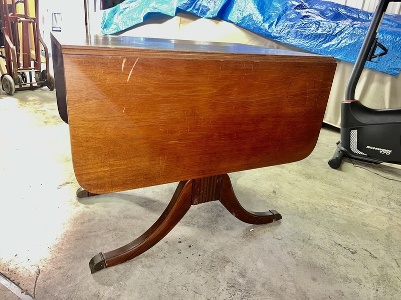 Vintage Mahogany Drop Leaf Duncan Phyfe Table 1929 Lexi chair 8/57 only made gallery