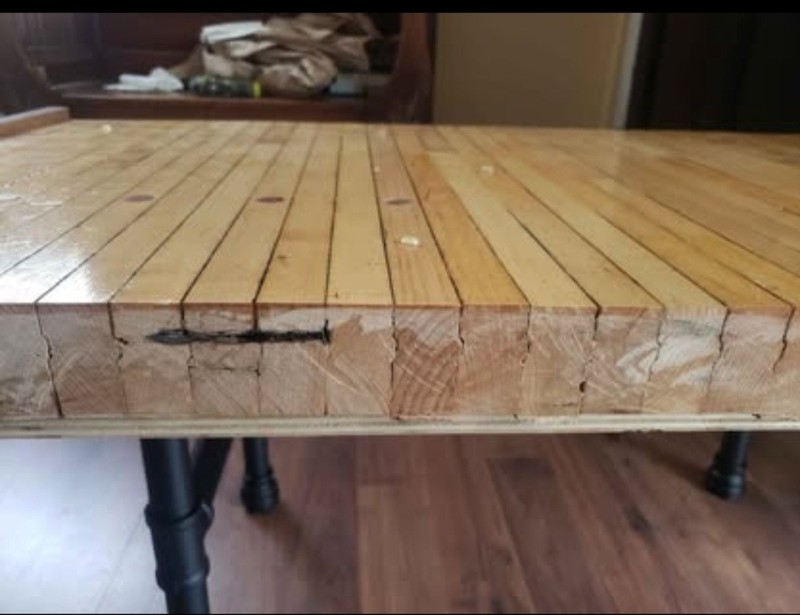 Custom Glass Top Coffee Table Bowling Lane Wood Vintage 1950's FREE PICKUP OK! gallery