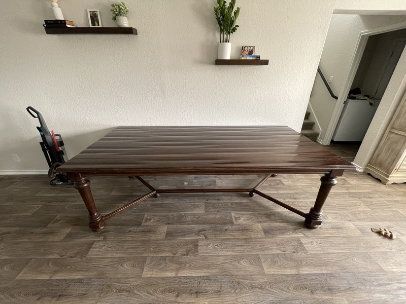 8ft L x 4ft W x 3ft L dark walnut dining table