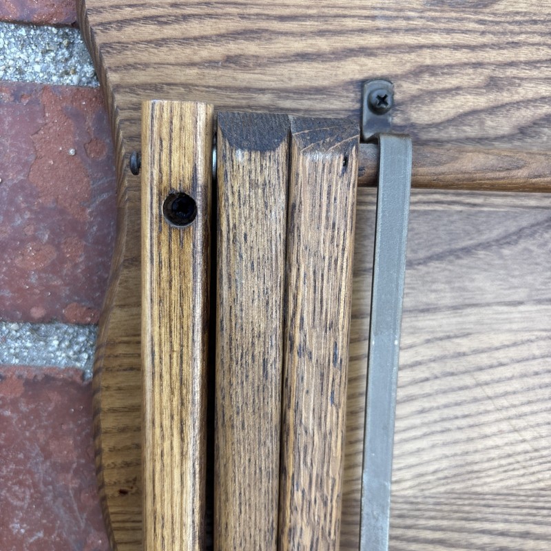 Vintage Set of 4 Unique Folding TV Table Trays & Rack Solid Oak Wood gallery
