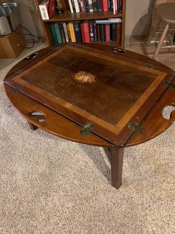 REDUCED! Vintage Hekman Butler Table Mahogany Coffee Table W/ Sunburst Inlay gallery