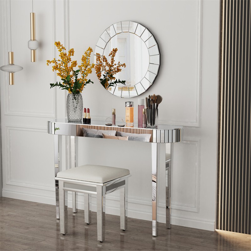 Luxury Console Table Extra Long Silver Mirrored Hallway Accent Table Home Decor gallery