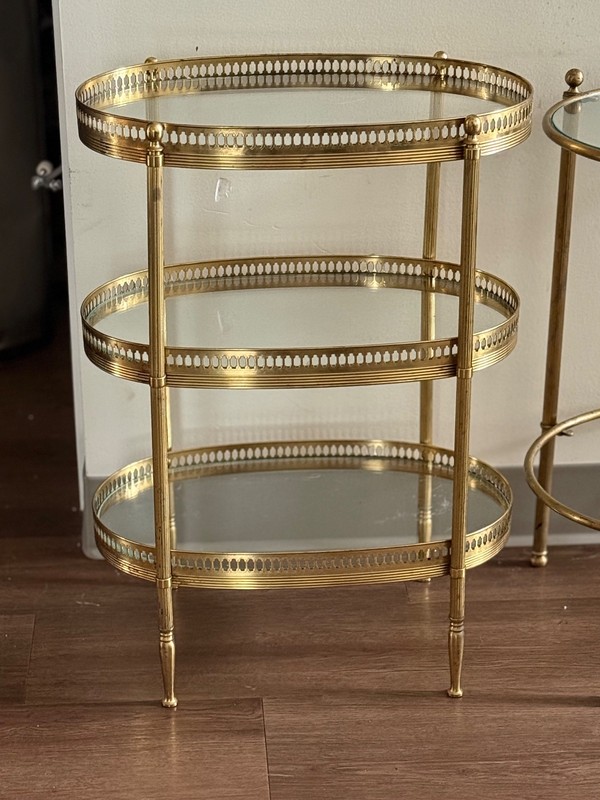 Vintage French Style Brass and Glass Table