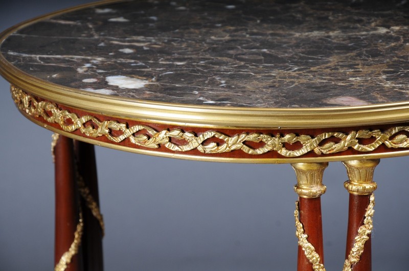 20th Century Majestic Empire Coffee Table/Gueridon, Beech Wood, Marble gallery