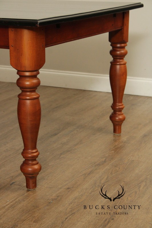 Rustic Farmhouse Style Solid Wood Dining Table With Black Painted Top gallery