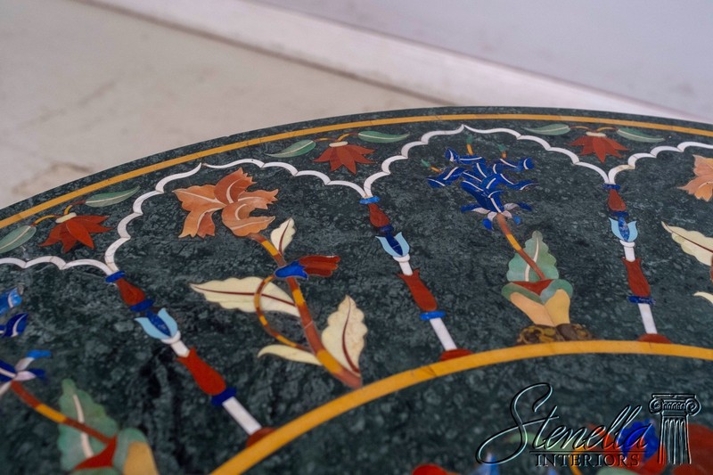 L70029: PIETRA DURA Inlaid Marble Top Anglo Indian Center Table gallery