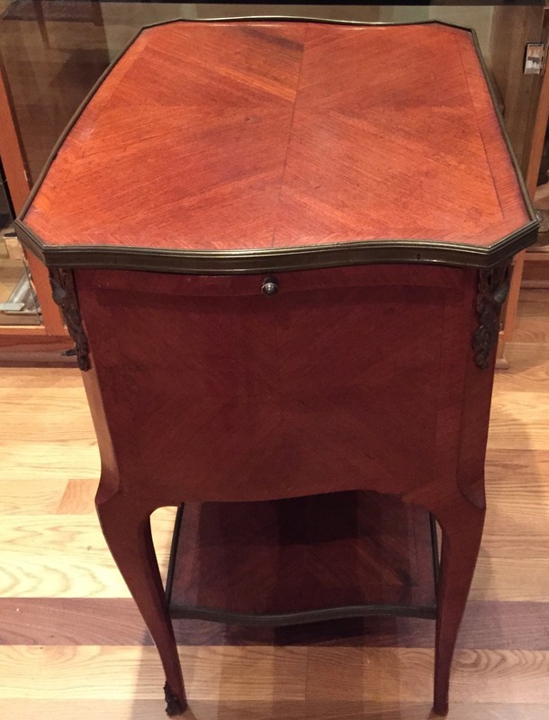 MAGNIFICENT 19TH CENTURY FRENCH ENLAID BRONZE COMMODE, SIDE TABLE WITH SIDE CUPS gallery