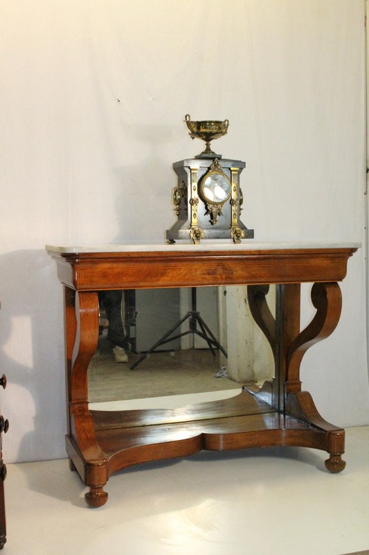 Exquisite English Regency Inlaid Marble Top Hallway Console Table gallery