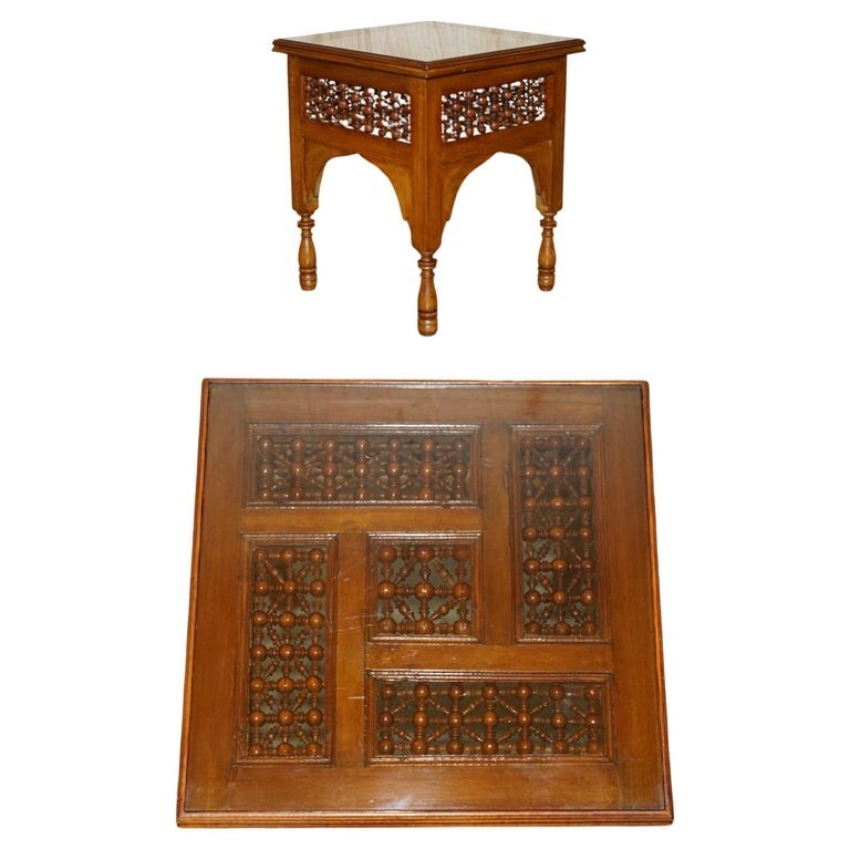 NICE 19TH CENTURY HAND CARVED LIBERTY’S LONDON MOORISH SIDE END LAMP WINE TABLE