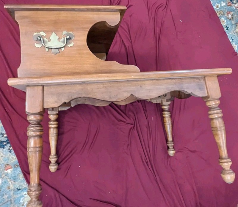 Set Of 2 Mid Century Heywood Wakefield Maple End Tables Rectangle 2 Tier Vintage