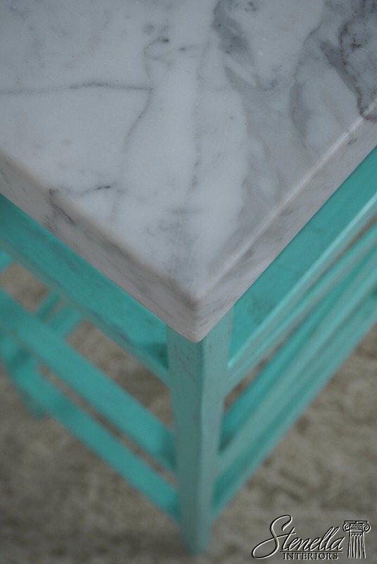 67438: EJ VICTOR Modern Design Verdigris Marble Top Metal Base Console Table gallery