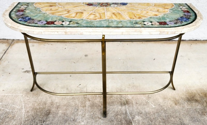 Regency Console Table Brass Swans Inlaid Onyx gallery