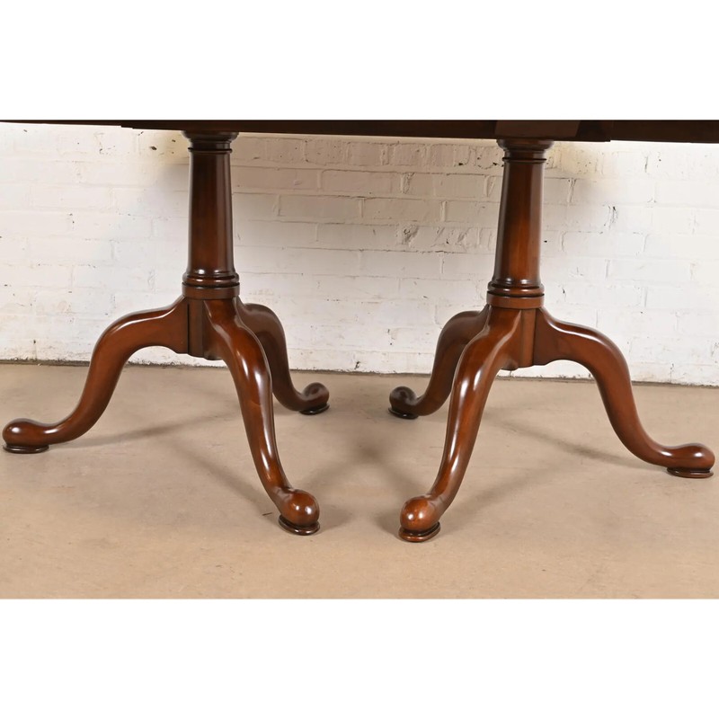 Henkel Harris Georgian Solid Cherry Double Pedestal Dining Table, Refinished gallery
