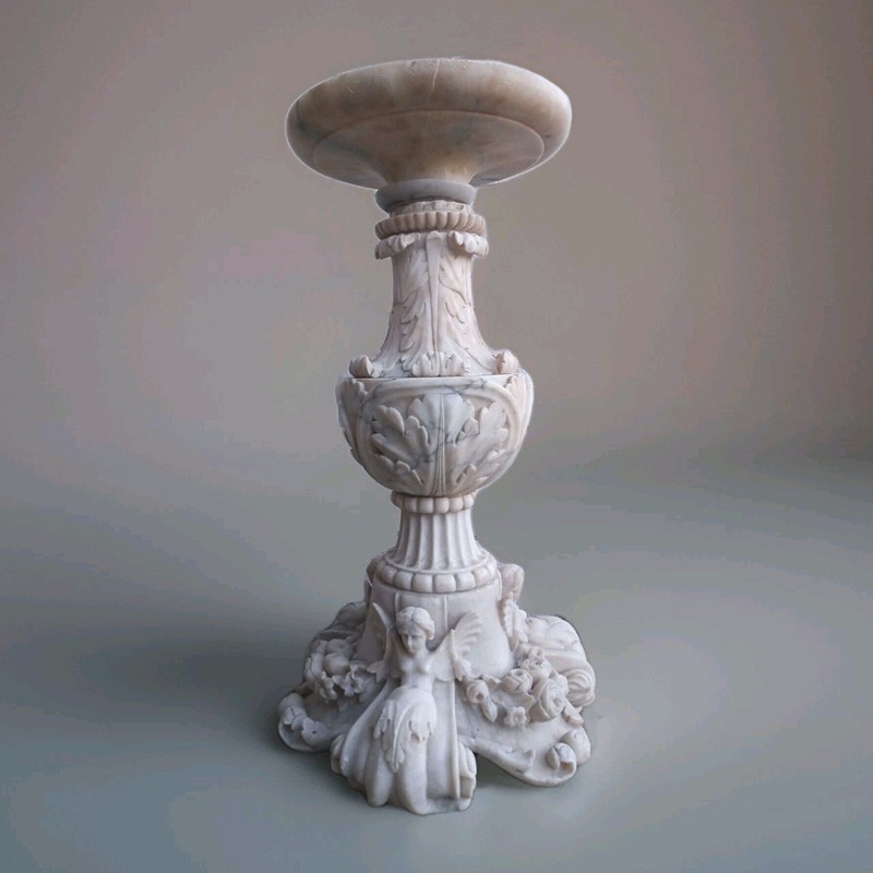 Antique Alabaster Center Table Base Stand Fountain Italian Sgnd Renaissance 19 C
