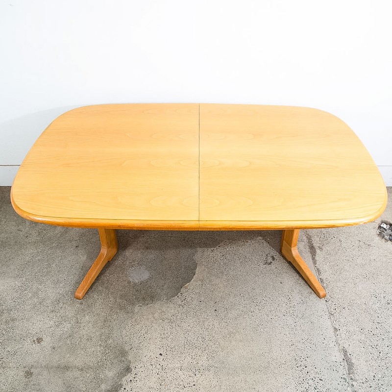 Mid Century Modern Dining Table Rectangular Rounded Blonde Mahogany Vintage Mcm gallery
