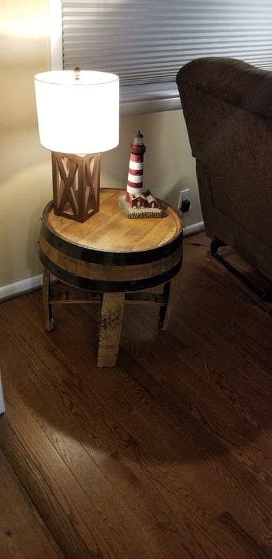 Whiskey Barrel Head Side Table “Free Shipping” gallery