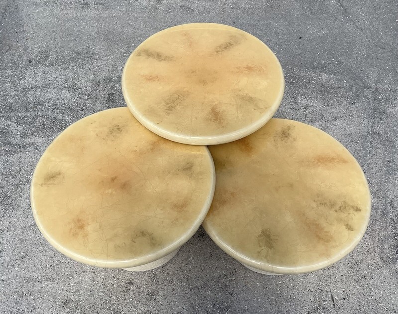 Karl Springer Style Goatskin Mushroom Nesting Tables gallery