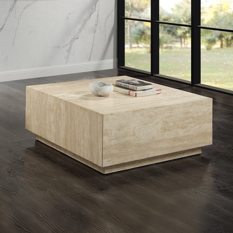 Deon Coffee Table w/Natrual Marble Top Beige Natrual Marble