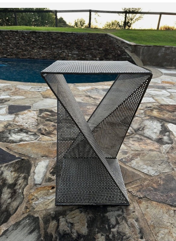 Mathieu Matégot Style Perforated Steel Side Table / Pedestal gallery
