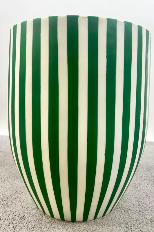 Art Deco Style Green & White Cylindrical Resin Side, End Table or Stool, a Pair gallery