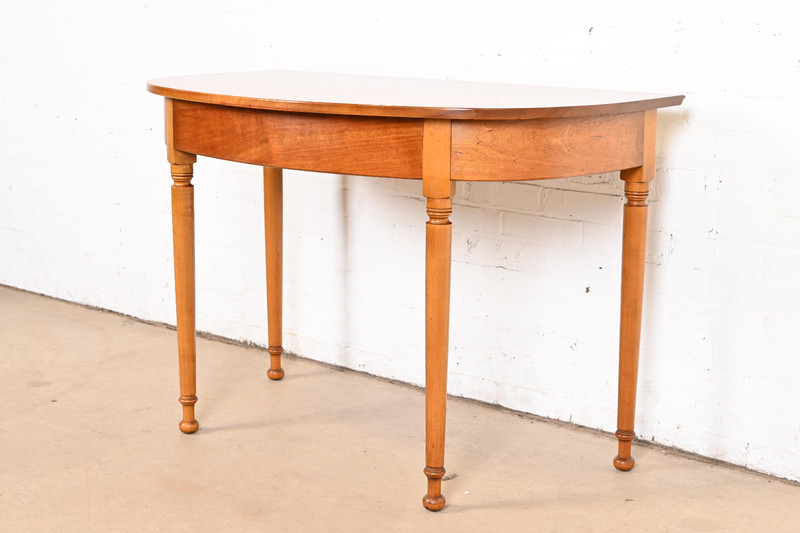 Stickley American Colonial Carved Cherry Wood Demilune Console Table gallery