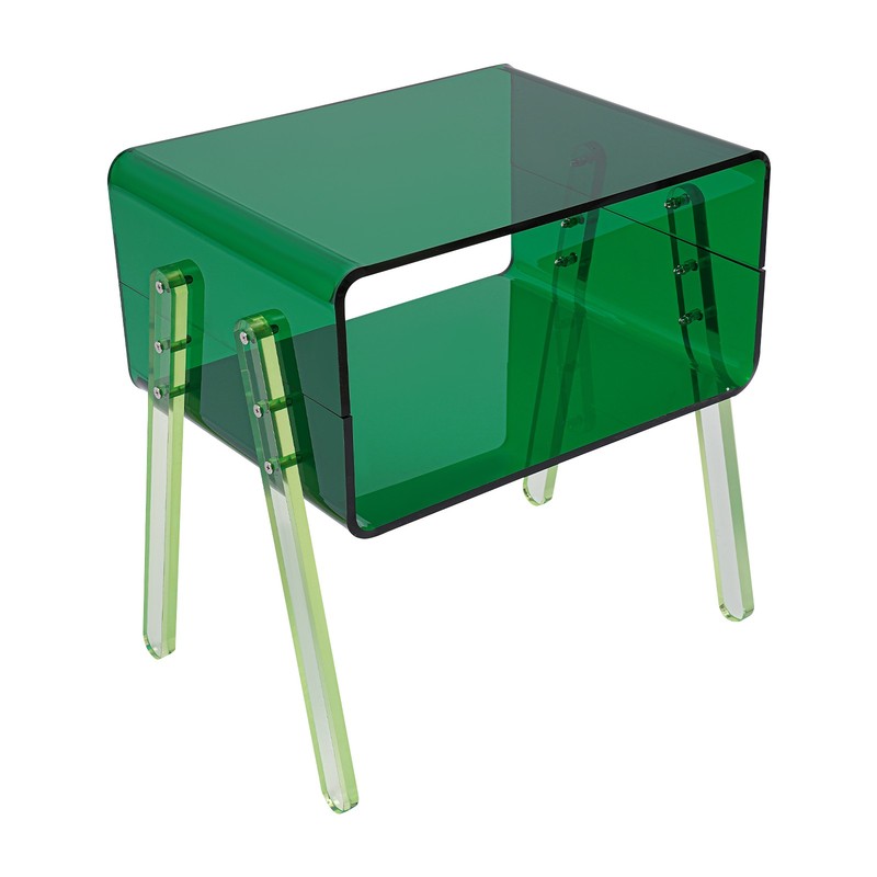 Green Acrylic Side Table Minimalist Sleek Edges for Living Room Bedroom Decor gallery