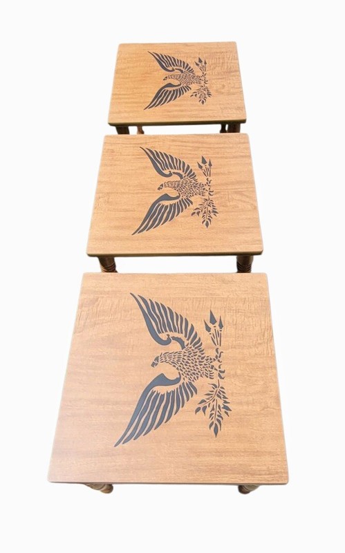 Set Vtg Mcm Stacking Nesting Tables TV Snack Plant Stand EAGLE gallery