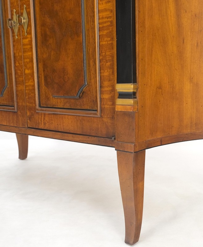 Pair Regency Style Burl Walnut Scallop Banding Black Marble Top Cabinet Credenza gallery