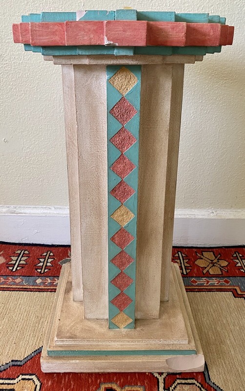 Southwestern Memphis Style Postmodern Glass Top Ceramic Accent Table 1989 Plant gallery