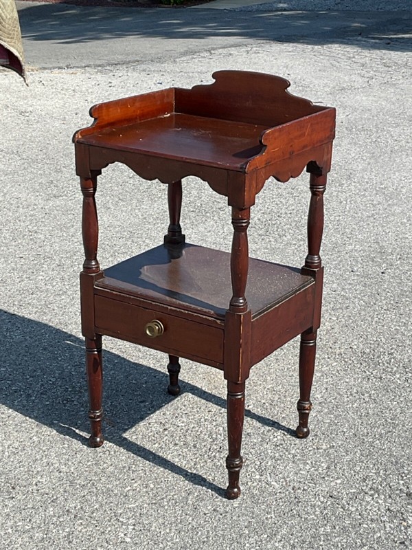 Antique Sheraton Night Stand End Table Farm House 1820 Country Stand gallery