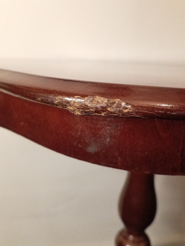 Vintage Coffee Table Inlaid Flower Design Mahogany Antique looking 3-Legs Table gallery