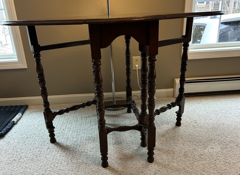 Antique English Oak Double Drop Leaf Gateleg Table W/Bobbin Legs - 48” Long gallery