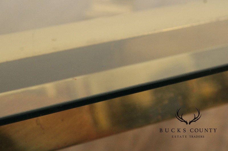 Hollywood Regency Asian Inspired Brass and Glass Coffee Table gallery