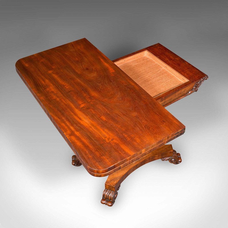 Antique Fold Over Parlour Card Table, English, Games, Side, William IV, C.1835 gallery