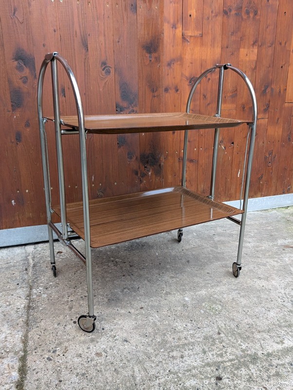 Dinet Set Serving Cart Tea Cart Table Side Table Walnut Bar Chrome 70S WOW 1/5 gallery