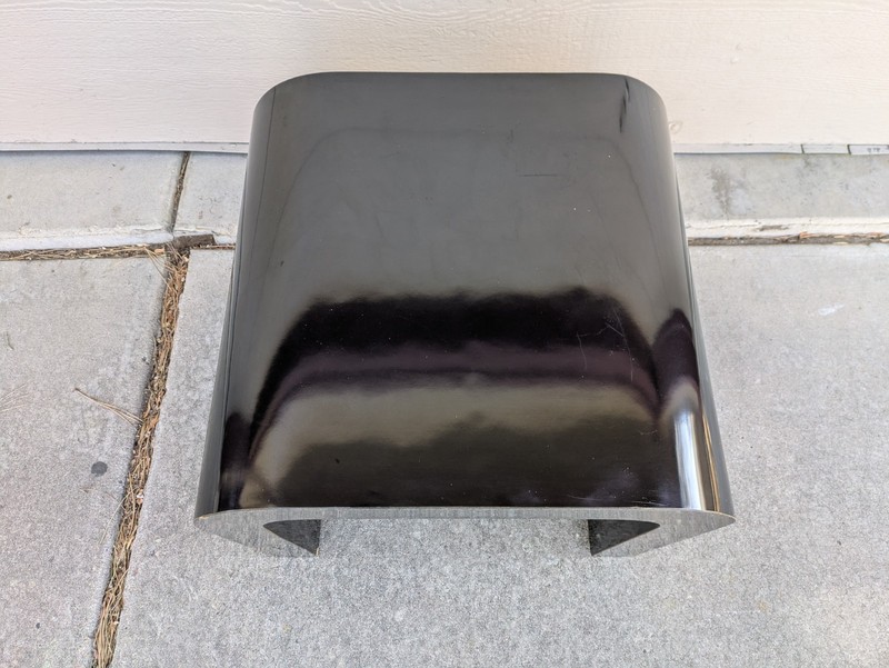 Vintage 1980s Postmodern Black Lacquer Waterfall End Table Glam Art Deco gallery