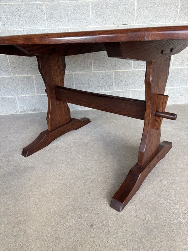 HUNT COUNTRY FURNITURE SOLID OAK 66" TRESTLE BASE DINING TABLE - (SEATS 6) gallery