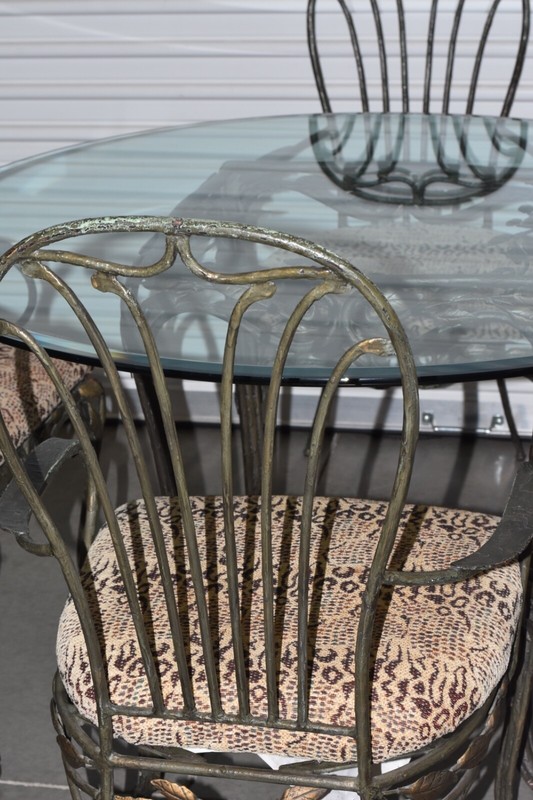 Verdigris Tree Branches Iron Glass Top Table & Chairs Manner of Giacometti gallery