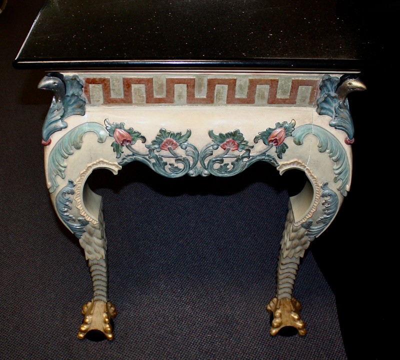 VENETIAN CONSOLE CREATED WITH BIRD THEME. Bird Heads In Corners; Webbed Toe Feet gallery