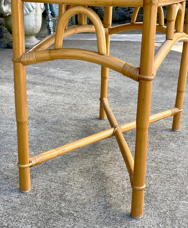 Vintage Coastal Boho Rattan Bamboo Side Table Server Stand gallery