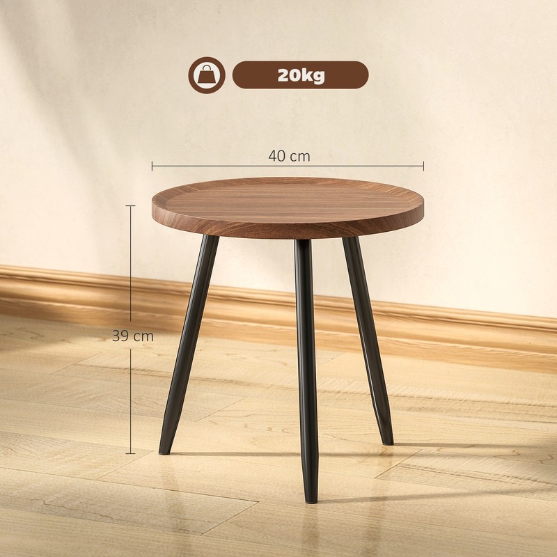 HOMCOM Modern End Side Table, Round Coffee Table, Chestnut Wood Effect gallery