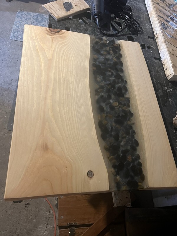 Handmade Live Edge Epoxy River Pebble Table gallery