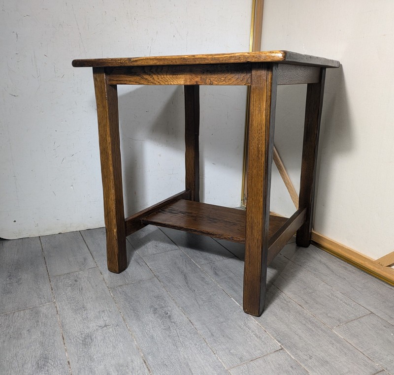 Vintage Rustic Farmhouse Mission Arts & Crafts Style Solid Oak Wood Table C71 gallery