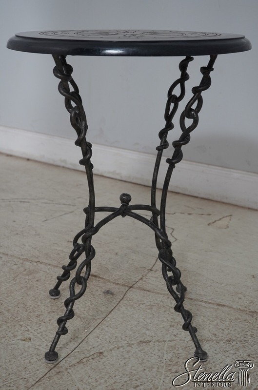 65934EC: Round Marble Overlay Top Iron Base Lamp Table gallery