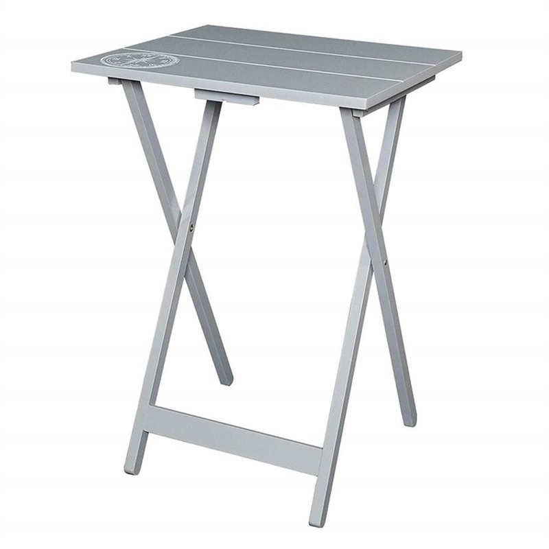 Riverbay Furniture Transitional Wood 5 Piece Compass Tray Table Set in Gray gallery