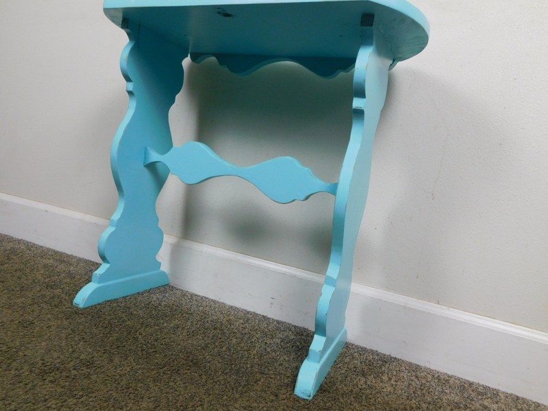 1930s Deco Small Console Table Painted Wood Hallway Stand Antique Trestle 26" W gallery