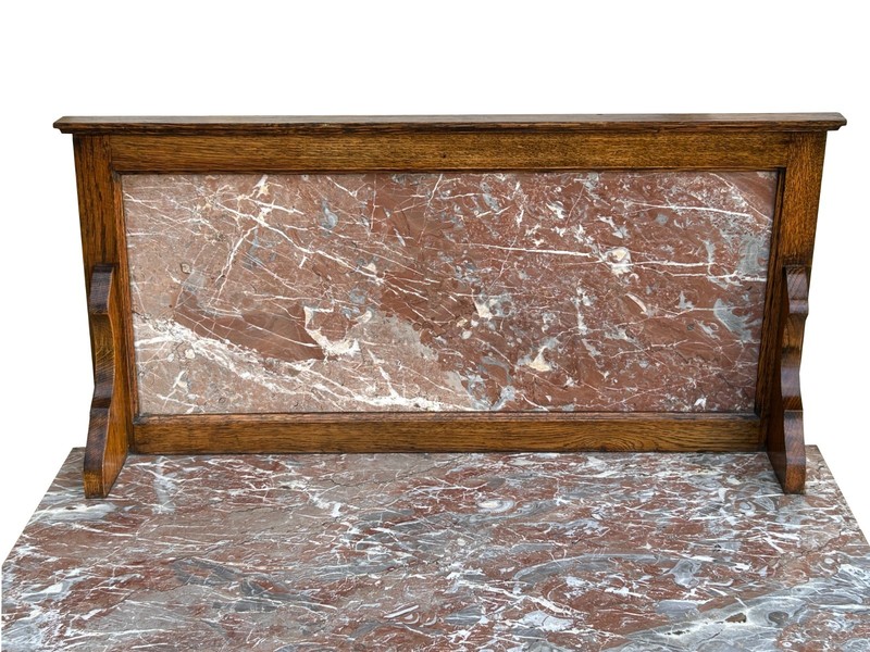 Vintage Medium Brown Rose Pink Marble Stone Top Washstand Table Credenza GB110 gallery