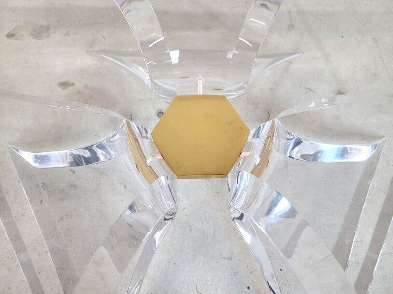 Vintage Signed Butterfly Lucite Brass & Glass Coffee Table by LION IN FROST gallery